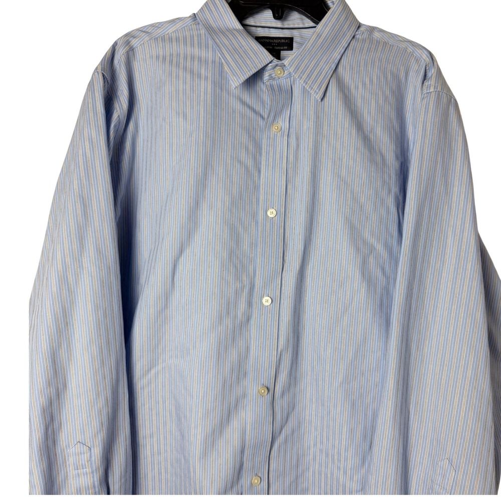 Banana Republic Button Down Shirt Mens XXL Blue Striped Non-Iron Classic Fit‎